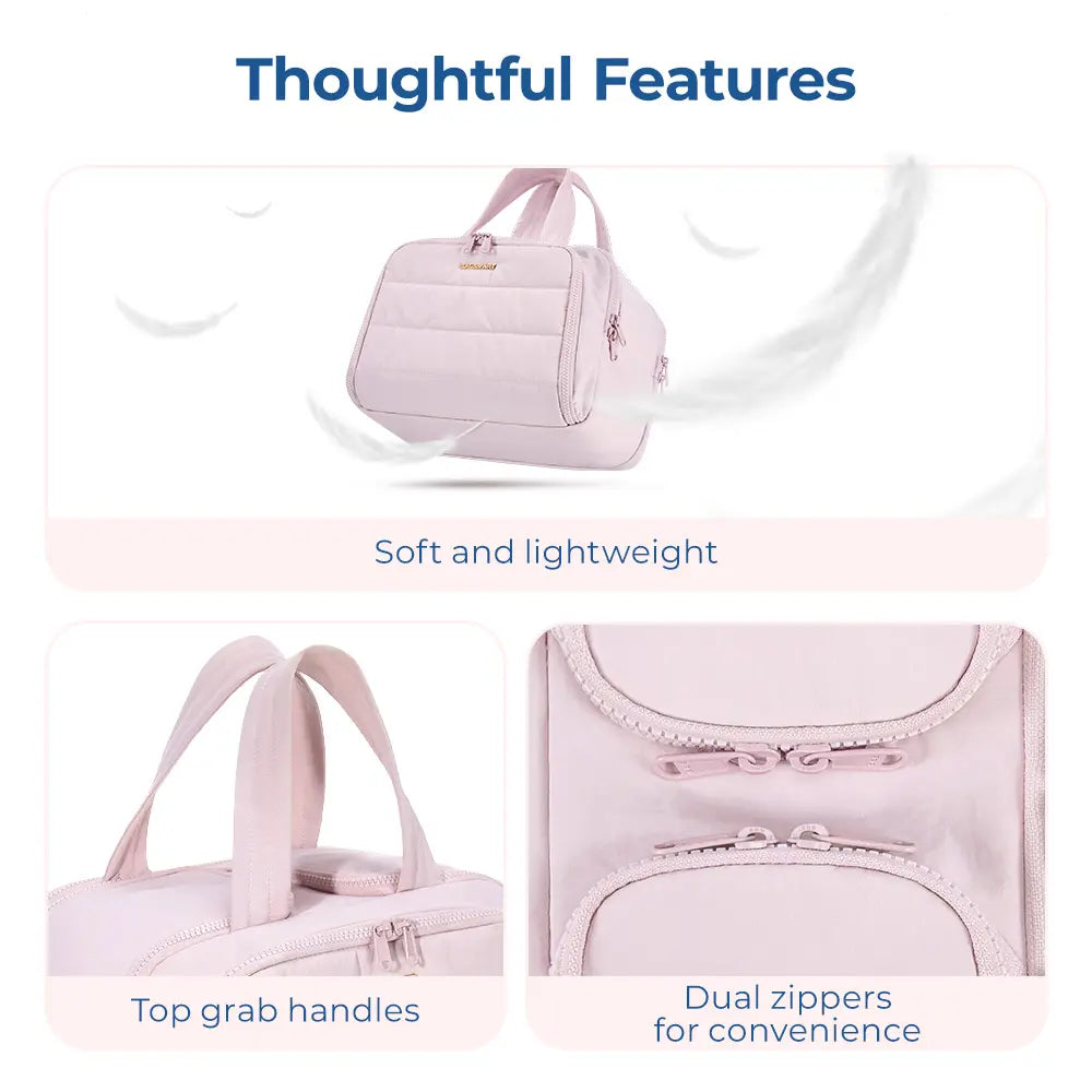 BAGSMART Crush 4-In-1 Puffy Multi-Functional Travel Toiletry Bag for Women Large Capacity Organizer with Handle for Accessories Essentials Toiletries Makeup Organizer Storage Bag Brush Pouch Travel Essentials Tiktokshopsummersale
