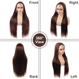 24 Inch Brown Straight Lace Front Wigs Human Hair 200 Density Chocolate Brown Lace Front Wig Straight