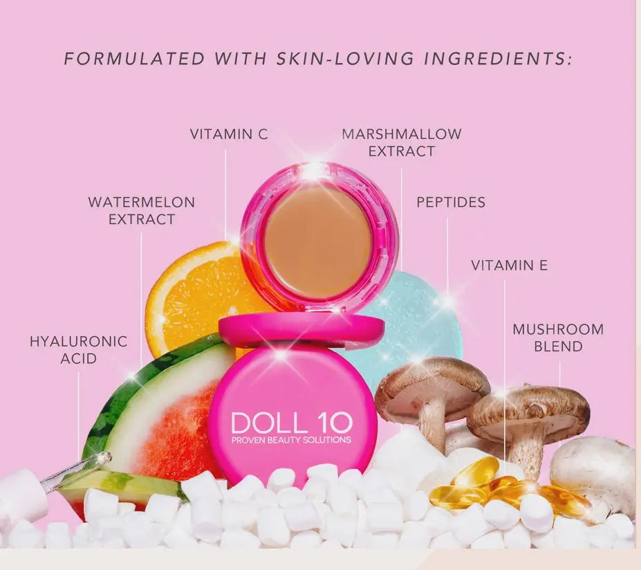 Doll 10 Peptide Bounce Balm Foundation with Brush