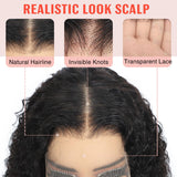 13X6 Bob Wig Water Wave Bob Wigs Human Hair 13X6 Lace Frontal Wigs 200% Density Curly Bob Wig Human Hair Pre Plucked Deep Wave Wig for Black Women Natural Black 8Inch