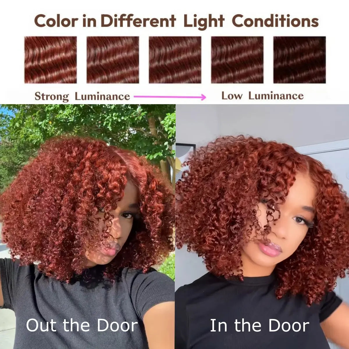 Unice 250% Density Reddish Brown Fluffy Afro Kinky Curly with Layered Finger Coil Ends Glueless 7X5 HD Lace Closure Human Hair Wigs No Slip Beginner-Friendly Natural Looking Summer Wig Super Brand Day