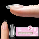 Beetles Tipex Lite Apex Nail Tips, 96/160/256/512PCS Pre-Etched Acrylic Nail Tips for Flat Nails & C-Curve Nail Beds, XS/S/M/L/XL Stiletto, Square, Almond & Coffin Nail Tips