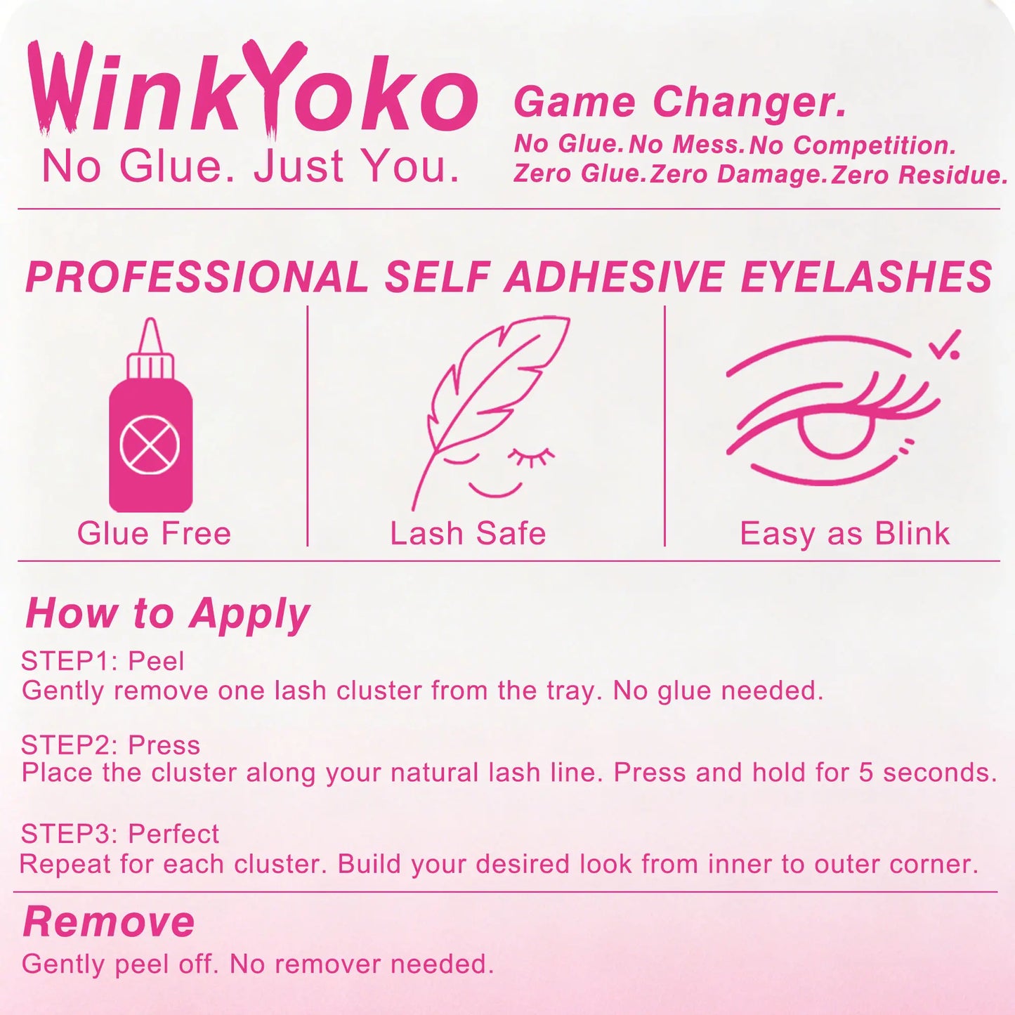 Self Adhesive Natural Lash Clusters-Fishtail Styles, Winkyoko No Glue Beginner Friendly Lashes, C Curl Diy Lash Extension, 8-14Mm Mixed Length Individval Natural-Look Eyelash Extension, Pre-Glued Long Lasting Lightweight Wispy Cat Eye Look No Glue Needed