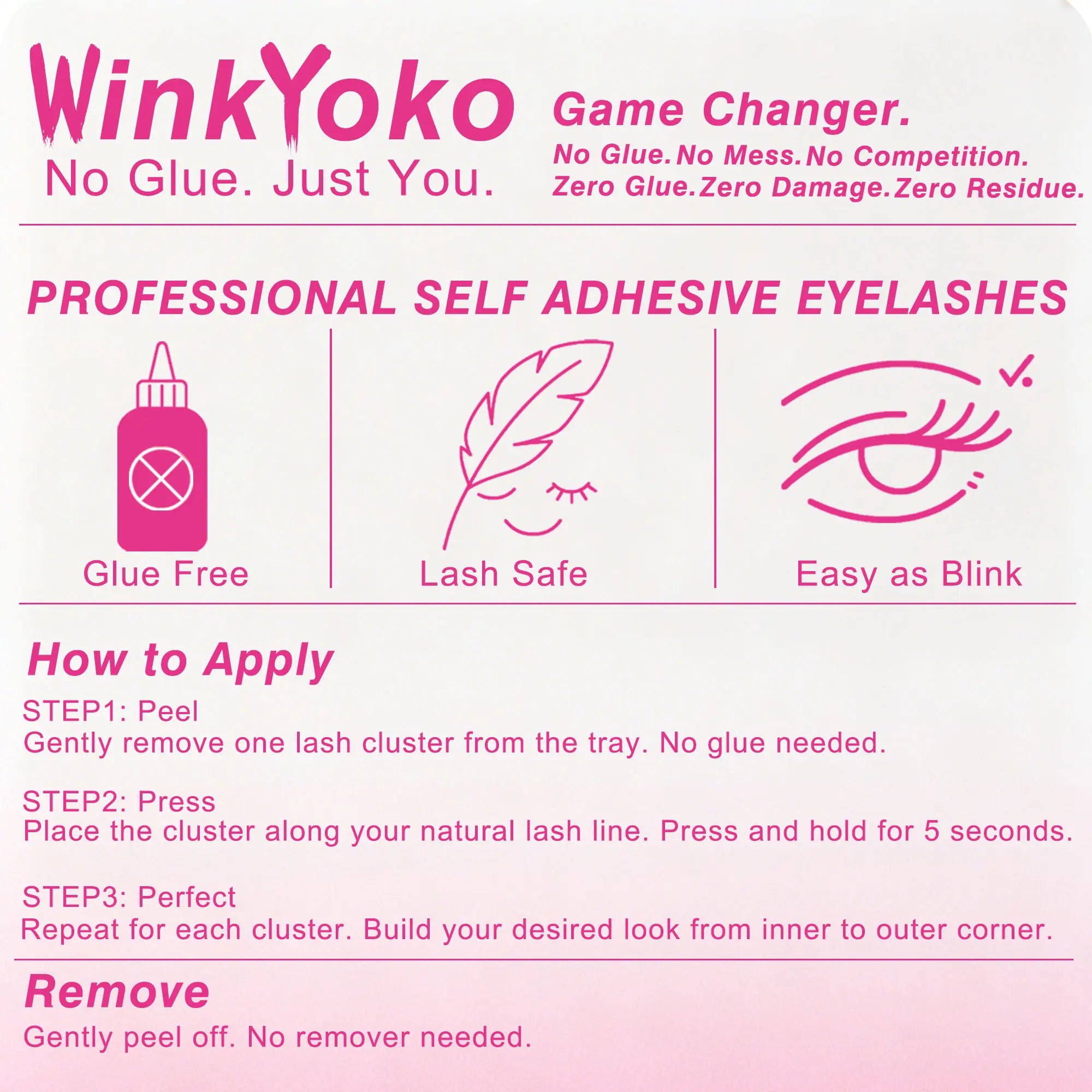 Self Adhesive Natural Lash Clusters-Fishtail Styles, Winkyoko No Glue Beginner Friendly Lashes, C Curl Diy Lash Extension, 8-14Mm Mixed Length Individval Natural-Look Eyelash Extension, Pre-Glued Long Lasting Lightweight Wispy Cat Eye Look No Glue Needed
