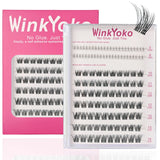 Self Adhesive Natural Lash Clusters-Fishtail Styles, Winkyoko No Glue Beginner Friendly Lashes, C Curl Diy Lash Extension, 8-14Mm Mixed Length Individval Natural-Look Eyelash Extension, Pre-Glued Long Lasting Lightweight Wispy Cat Eye Look No Glue Needed