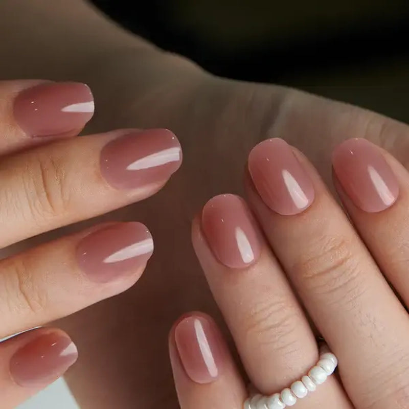 Curvlife Extra Short Squoval Press-On Nails Collection | 30PCS | Natural Nude & Pink Tones, Simple Cute, Soft Petal & Floral Styles, Glossy Jelly Finish | Summervibes | Non-Toxic Reusable Nails, Easy Application, Everyday Minimal Look for Daily Wear
