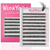 Self Adhesive Natural Lash Clusters-Fishtail Styles, Winkyoko No Glue Beginner Friendly Lashes, C Curl Diy Lash Extension, 8-14Mm Mixed Length Individval Natural-Look Eyelash Extension, Pre-Glued Long Lasting Lightweight Wispy Cat Eye Look No Glue Needed
