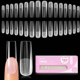 Beetles Tipex Lite Apex Nail Tips, 96/160/256/512PCS Pre-Etched Acrylic Nail Tips for Flat Nails & C-Curve Nail Beds, XS/S/M/L/XL Stiletto, Square, Almond & Coffin Nail Tips