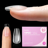 Beetles Tipex Lite Apex Nail Tips, 96/160/256/512PCS Pre-Etched Acrylic Nail Tips for Flat Nails & C-Curve Nail Beds, XS/S/M/L/XL Stiletto, Square, Almond & Coffin Nail Tips