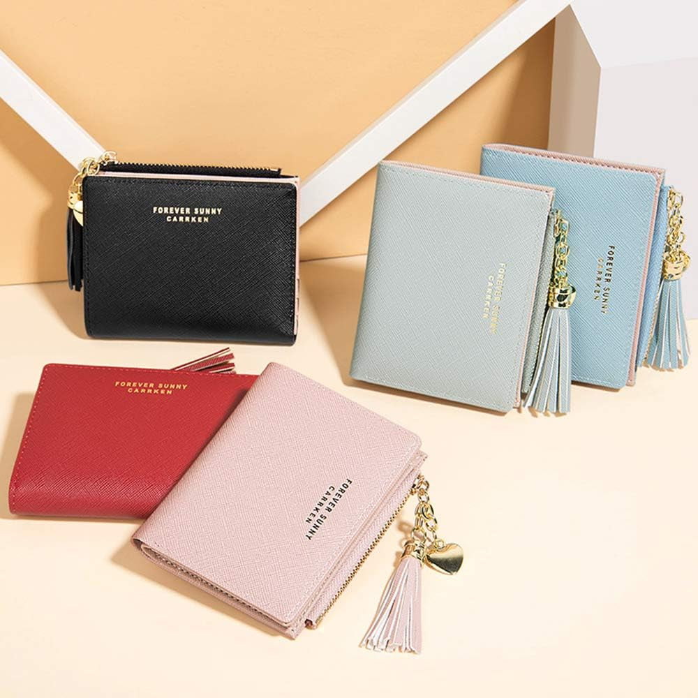 Womens Wallet Cute Elegant Long Slim Card Holder Case Minimalist Coin Purse Thin Tassels Zip Clutch Wallets for Girls Ladies | Cute