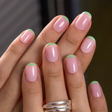 Curvlife Extra Short Squoval Press-On Nails Collection | 30PCS | Natural Nude & Pink Tones, Simple Cute, Soft Petal & Floral Styles, Glossy Jelly Finish | Summervibes | Non-Toxic Reusable Nails, Easy Application, Everyday Minimal Look for Daily Wear
