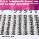 Self Adhesive Natural Lash Clusters-Fishtail Styles, Winkyoko No Glue Beginner Friendly Lashes, C Curl Diy Lash Extension, 8-14Mm Mixed Length Individval Natural-Look Eyelash Extension, Pre-Glued Long Lasting Lightweight Wispy Cat Eye Look No Glue Needed
