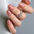 Curvlife Extra Short Squoval Press-On Nails Collection | 30PCS | Natural Nude & Pink Tones, Simple Cute, Soft Petal & Floral Styles, Glossy Jelly Finish | Summervibes | Non-Toxic Reusable Nails, Easy Application, Everyday Minimal Look for Daily Wear