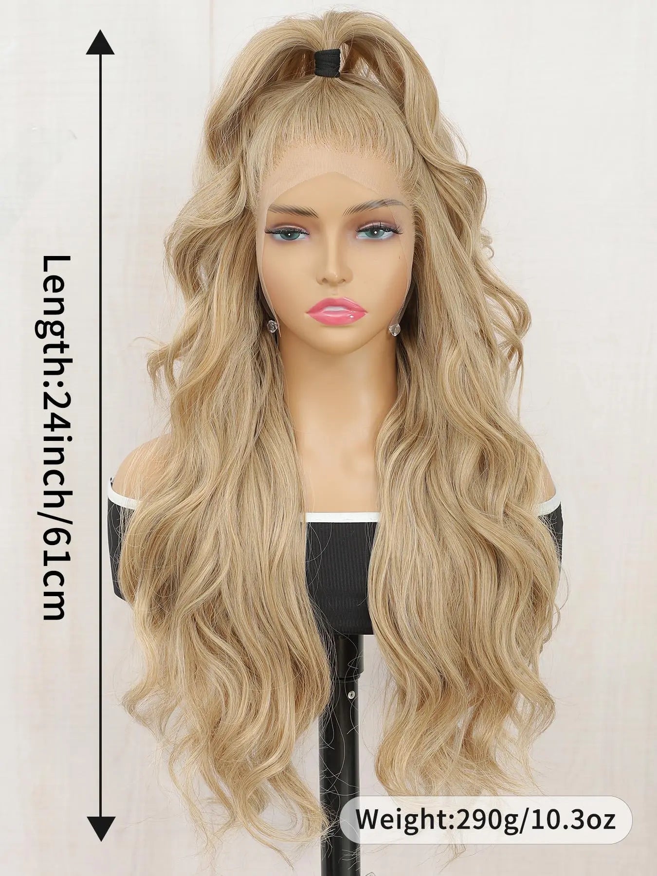 Lehanhair 24 Inch Long Body Wave Wig for Women, Gorgeous Fluffy No-Bangs Synthetic Hair Wigs Heat Resistant 13X6 Lace Front Wig for Daily Wear Wig and Parties, Glueless Wig, Fluffy Effortless Wig, Fashion Fluffy Wigs