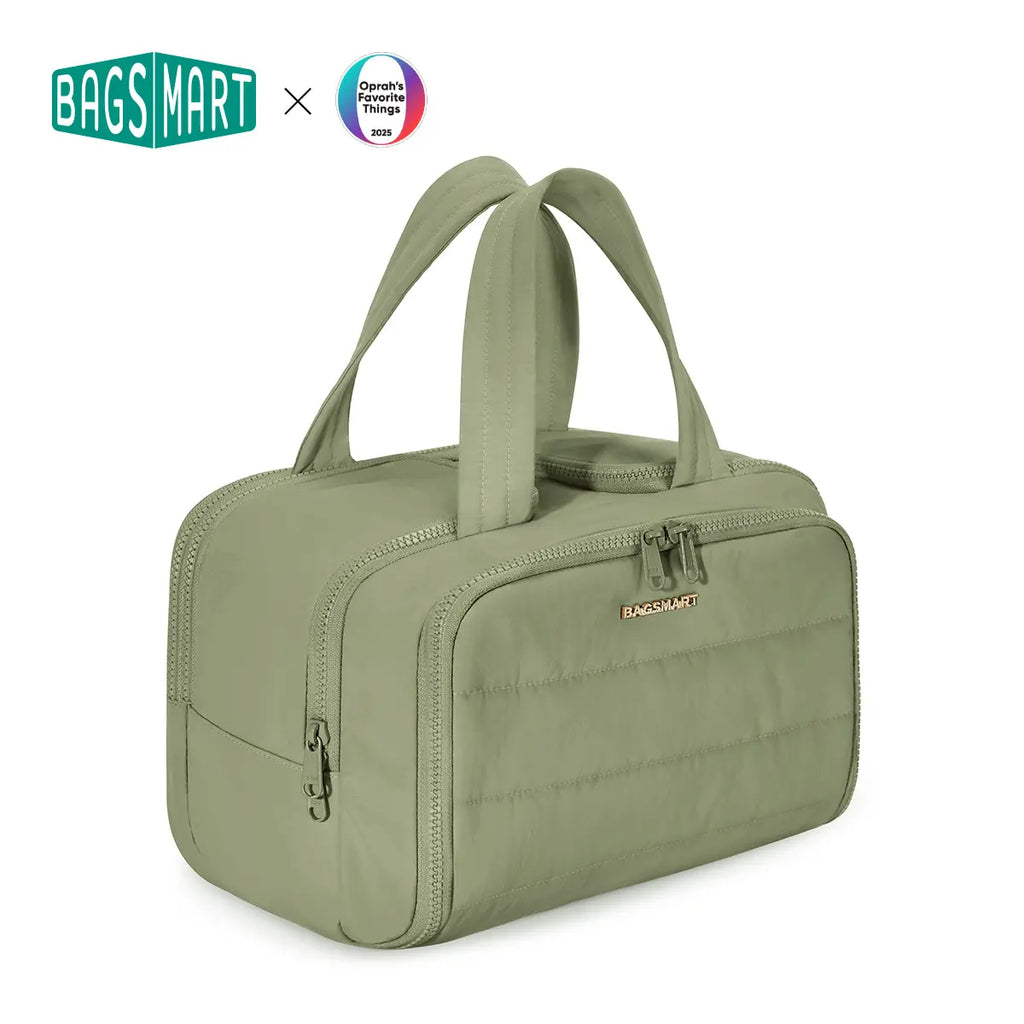 BAGSMART Crush 4-In-1 Puffy Multi-Functional Travel Toiletry Bag for Women Large Capacity Organizer with Handle for Accessories Essentials Toiletries Makeup Organizer Storage Bag Brush Pouch Travel Essentials Tiktokshopsummersale