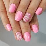 Curvlife Extra Short Squoval Press-On Nails Collection | 30PCS | Natural Nude & Pink Tones, Simple Cute, Soft Petal & Floral Styles, Glossy Jelly Finish | Summervibes | Non-Toxic Reusable Nails, Easy Application, Everyday Minimal Look for Daily Wear