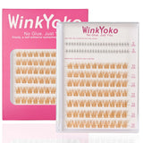Self Adhesive Natural Lash Clusters-Fishtail Styles, Winkyoko No Glue Beginner Friendly Lashes, C Curl Diy Lash Extension, 8-14Mm Mixed Length Individval Natural-Look Eyelash Extension, Pre-Glued Long Lasting Lightweight Wispy Cat Eye Look No Glue Needed