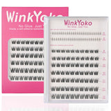 Self Adhesive Natural Lash Clusters-Fishtail Styles, Winkyoko No Glue Beginner Friendly Lashes, C Curl Diy Lash Extension, 8-14Mm Mixed Length Individval Natural-Look Eyelash Extension, Pre-Glued Long Lasting Lightweight Wispy Cat Eye Look No Glue Needed