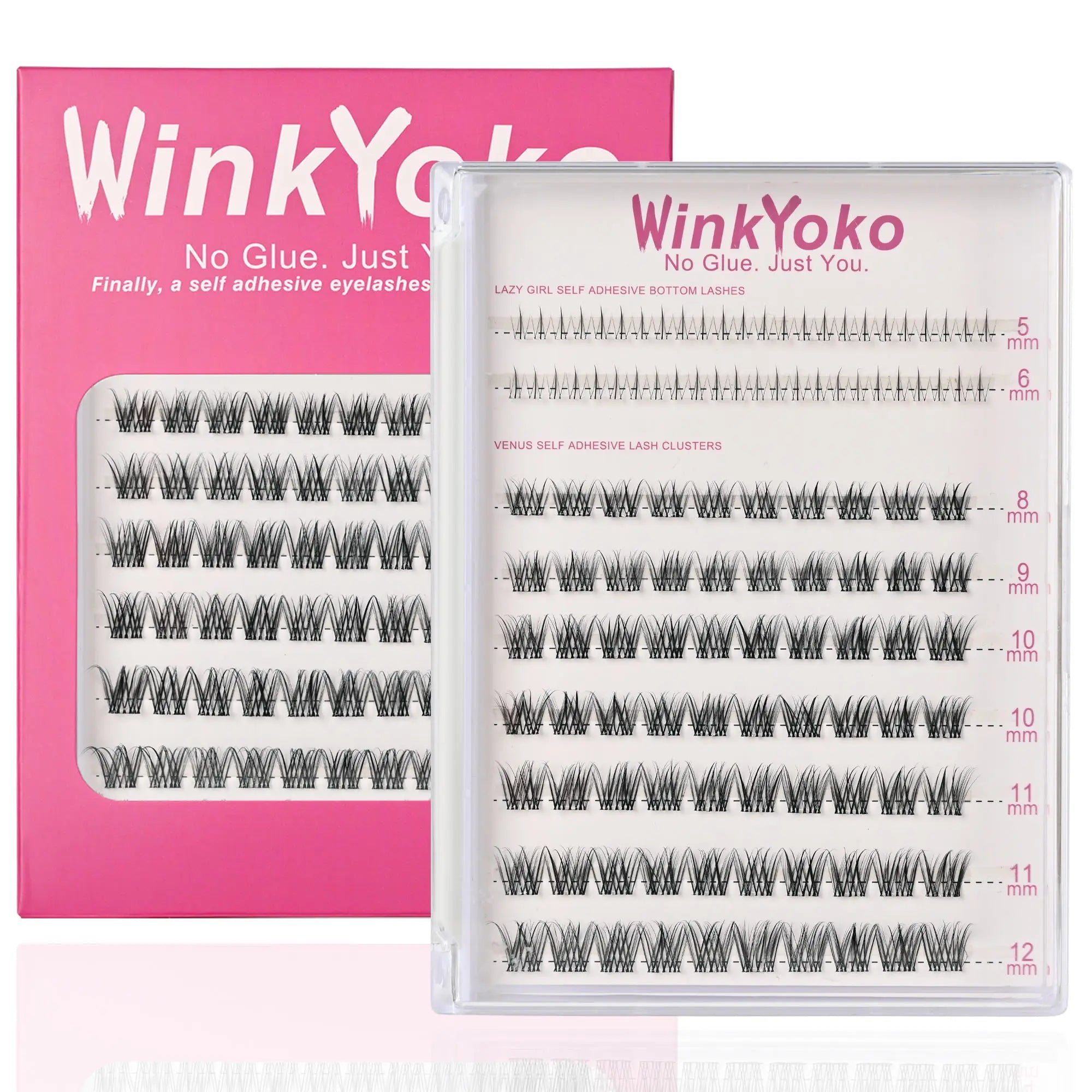 Self Adhesive Natural Lash Clusters-Fishtail Styles, Winkyoko No Glue Beginner Friendly Lashes, C Curl Diy Lash Extension, 8-14Mm Mixed Length Individval Natural-Look Eyelash Extension, Pre-Glued Long Lasting Lightweight Wispy Cat Eye Look No Glue Needed