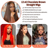 24 Inch Brown Straight Lace Front Wigs Human Hair 200 Density Chocolate Brown Lace Front Wig Straight