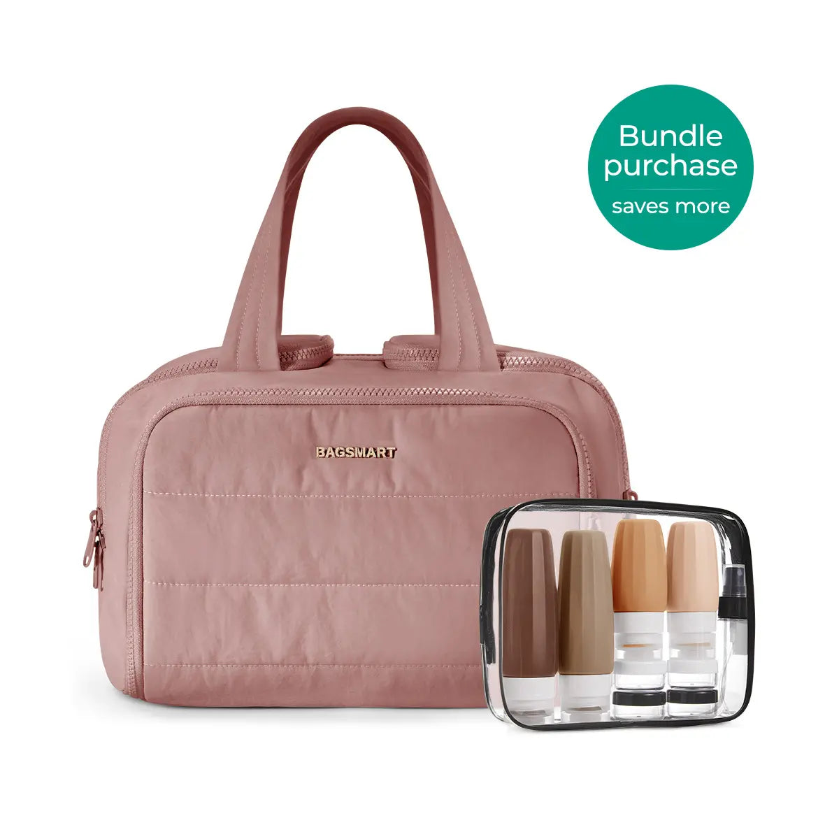 BAGSMART Crush 4-In-1 Puffy Multi-Functional Travel Toiletry Bag for Women Large Capacity Organizer with Handle for Accessories Essentials Toiletries Makeup Organizer Storage Bag Brush Pouch Travel Essentials Tiktokshopsummersale