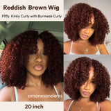 Unice 250% Density Reddish Brown Fluffy Afro Kinky Curly with Layered Finger Coil Ends Glueless 7X5 HD Lace Closure Human Hair Wigs No Slip Beginner-Friendly Natural Looking Summer Wig Super Brand Day