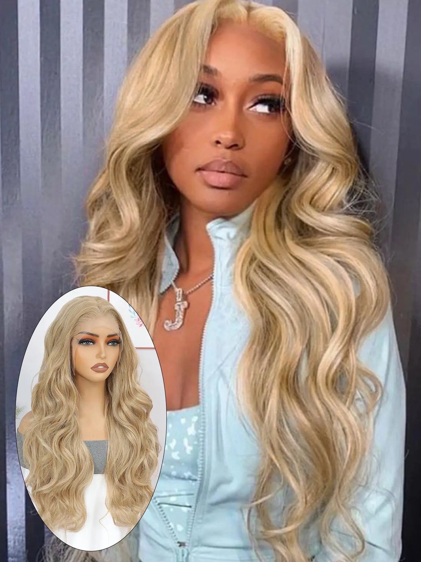 Lehanhair 24 Inch Long Body Wave Wig for Women, Gorgeous Fluffy No-Bangs Synthetic Hair Wigs Heat Resistant 13X6 Lace Front Wig for Daily Wear Wig and Parties, Glueless Wig, Fluffy Effortless Wig, Fashion Fluffy Wigs