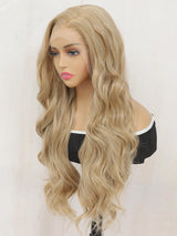 Lehanhair 24 Inch Long Body Wave Wig for Women, Gorgeous Fluffy No-Bangs Synthetic Hair Wigs Heat Resistant 13X6 Lace Front Wig for Daily Wear Wig and Parties, Glueless Wig, Fluffy Effortless Wig, Fashion Fluffy Wigs
