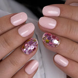 Curvlife Extra Short Squoval Press-On Nails Collection | 30PCS | Natural Nude & Pink Tones, Simple Cute, Soft Petal & Floral Styles, Glossy Jelly Finish | Summervibes | Non-Toxic Reusable Nails, Easy Application, Everyday Minimal Look for Daily Wear