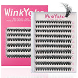 Self Adhesive Natural Lash Clusters-Fishtail Styles, Winkyoko No Glue Beginner Friendly Lashes, C Curl Diy Lash Extension, 8-14Mm Mixed Length Individval Natural-Look Eyelash Extension, Pre-Glued Long Lasting Lightweight Wispy Cat Eye Look No Glue Needed