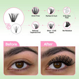 Lash Clusters Kit 640Pcs Eyelash Clusters Wispy Cluster Eyelash Extensions Pestañas Postizas Naturales Lash Extension Kit with Lash Bond&Seal,Lash Tweezers (Color-004)