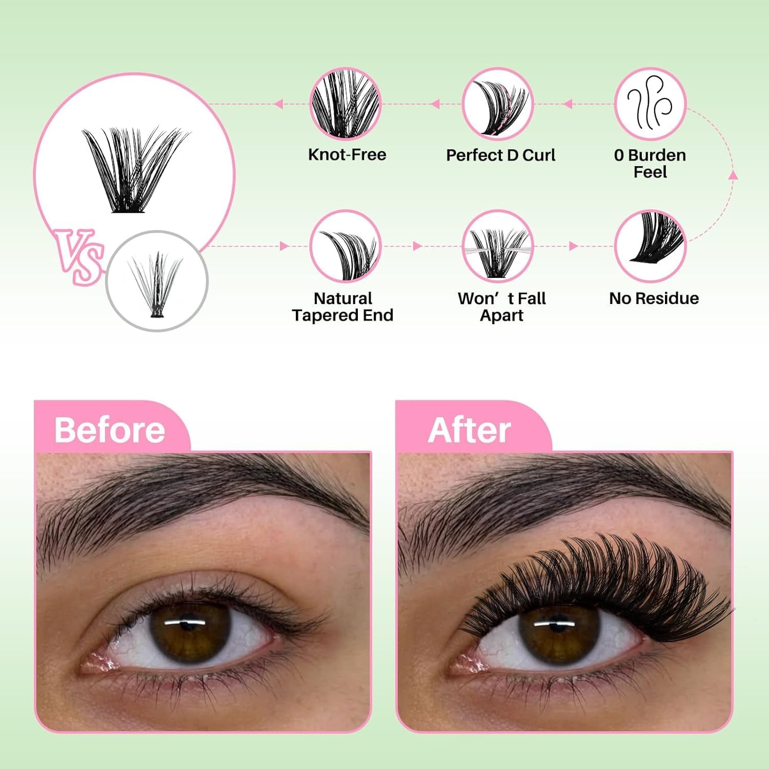Lash Clusters Kit 640Pcs Eyelash Clusters Wispy Cluster Eyelash Extensions Pestañas Postizas Naturales Lash Extension Kit with Lash Bond&Seal,Lash Tweezers (Color-004)