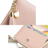 Womens Wallet Cute Elegant Long Slim Card Holder Case Minimalist Coin Purse Thin Tassels Zip Clutch Wallets for Girls Ladies | Cute