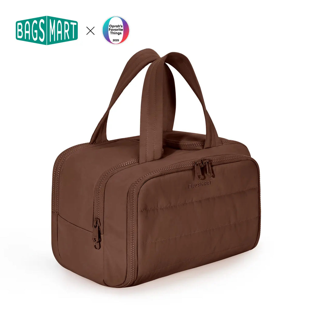 BAGSMART Crush 4-In-1 Puffy Multi-Functional Travel Toiletry Bag for Women Large Capacity Organizer with Handle for Accessories Essentials Toiletries Makeup Organizer Storage Bag Brush Pouch Travel Essentials Tiktokshopsummersale