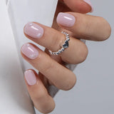 Curvlife Extra Short Squoval Press-On Nails Collection | 30PCS | Natural Nude & Pink Tones, Simple Cute, Soft Petal & Floral Styles, Glossy Jelly Finish | Summervibes | Non-Toxic Reusable Nails, Easy Application, Everyday Minimal Look for Daily Wear