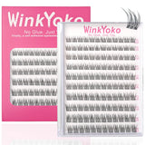 Self Adhesive Natural Lash Clusters-Fishtail Styles, Winkyoko No Glue Beginner Friendly Lashes, C Curl Diy Lash Extension, 8-14Mm Mixed Length Individval Natural-Look Eyelash Extension, Pre-Glued Long Lasting Lightweight Wispy Cat Eye Look No Glue Needed