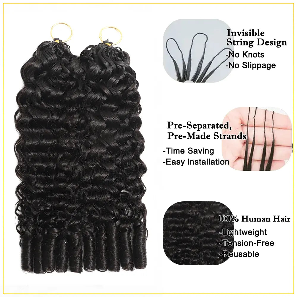 New 2026 Ramiss Burmese Curly Crochet Human Hair Pre-Separated 50G/Pack Time-Saving, 40 Strands/Pack Mircale Knots Hot Braids,4-5 Packs for Full Head Protective Styles Light Weight No Tension Reusable Feather Crochet Extension #Summerwins #Dealsforyoudays